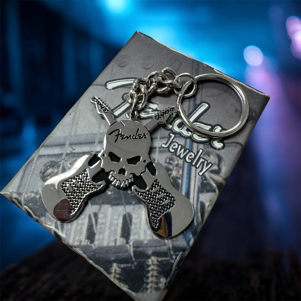 Fender Music Vintage Licensed Skull & Cross Guitars Keychain 90s NWT